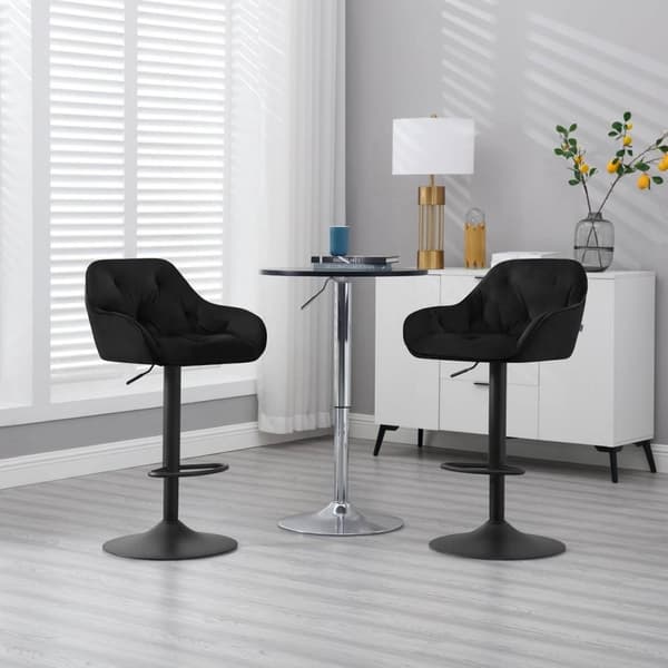 Rootz Barstol - Bordstol - Kitchen Island Taburet - Fløjl - Justerbar højde - 37cm x 37,5cm x 84cm