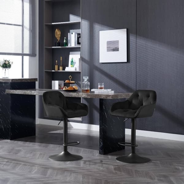 Rootz Barstol - Bordstol - Kitchen Island Taburet - Fløjl - Justerbar højde - 37cm x 37,5cm x 84cm