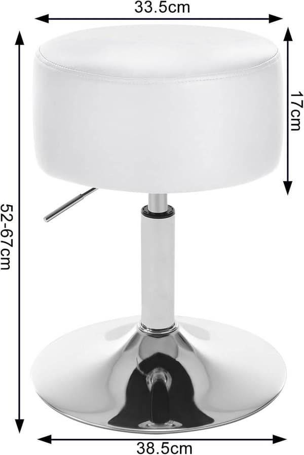 Rootz barstolssæt - drejestole - justerbar højde - komfortabel pude - 33,5 cm sæde - rustsikkert metal - 52-67 cm - 38,5 cm base
