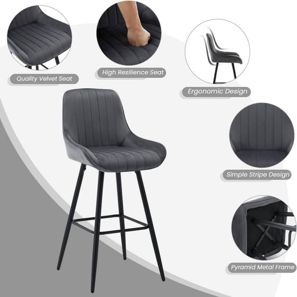 Rootz Barpall - Modern hög pall - Bekväm sits - Ergonomiskt ryggstöd - Rostbeständiga metallben - Mattsvart - 48,5 cm x 106 cm x 46 cm