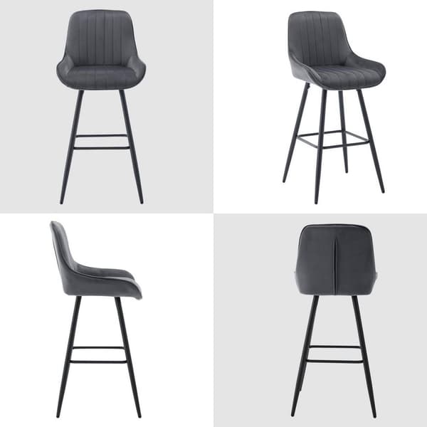 Rootz Barpall - Modern hög pall - Bekväm sits - Ergonomiskt ryggstöd - Rostbeständiga metallben - Mattsvart - 48,5 cm x 106 cm x 46 cm