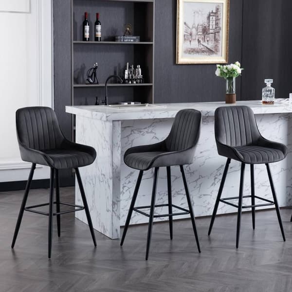 Rootz Barpall - Modern hög pall - Bekväm sits - Ergonomiskt ryggstöd - Rostbeständiga metallben - Mattsvart - 48,5 cm x 106 cm x 46 cm