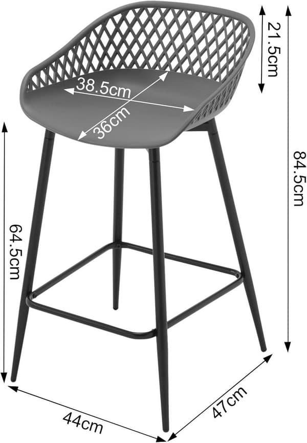 Rootz barstolesæt - høje stole - køkkenøstole - PP-materiale - Ergonomisk design - 47cm x 84cm x 48,5cm