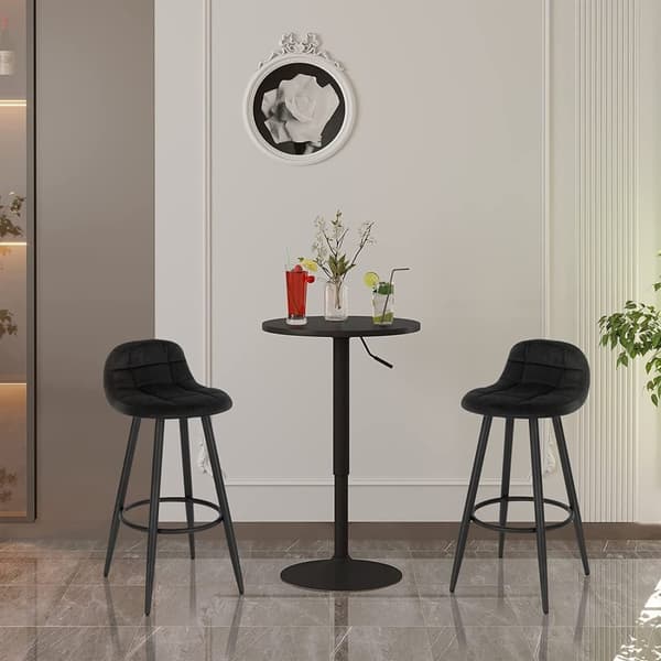 Rootz Barpall Set - Kitchen Island Pall - Arbetspall - Vadderad sammet - Metallram - 84cm x 70cm x 39cm