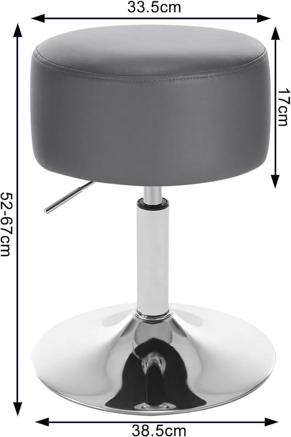 Rootz-baarijakkara pyörivä tuoli - Pyörivä jakkara - Säädettävä korkeus - Keinonahka - 33,5 cm - 52-67 cm - 38,5 cm - 120 kg Kuorma - Helppo kokoamine