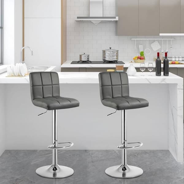 Rootz Barpall - Bänkpall - Höjdjusterbar svängbar pall - Faux leather sits - Ergonomiskt fotstöd - Stabilt - Vit/Grå/Svart - 92-114cm x 44cm x 38cm
