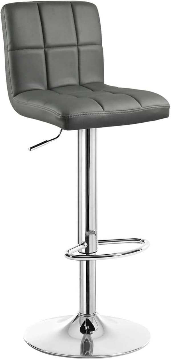 Rootz Barstol - Bordskammel - Højdejusterbar drejelig skammel - Imiteret lædersæde - Ergonomisk fodstøtte - Stabil - Hvid/Grå/Sort - 92-114cm x 44cm x