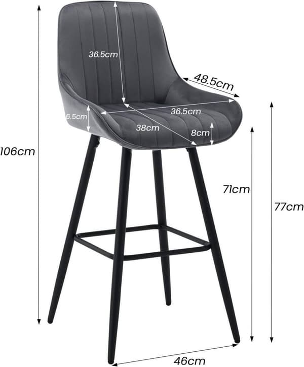 Rootz-baarijakkarasarja - Työpöytäjakkarat - Pehmustettu selkänoja - Modernit linjat - Ruosteenkestävät metallijalat - 48,5 cm x 106 cm x 46 cm
