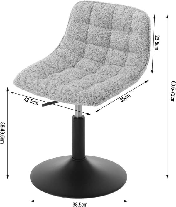 Rootz Chenille baarijakkara - Meikkituoli - Meikkituoli - Hengittävä kangas - 42,5 cm x 35 cm - Korkeussäätö 38-49,5 cm