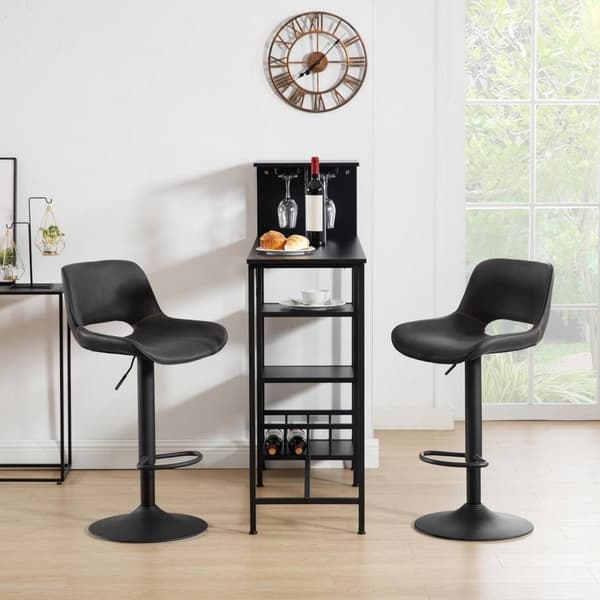 Rootz Barstol i konstläder - Vintage Barstol - Vattentät & Ergonomisk - Justerbar höjd - 48cm x (85-105,5cm) x 49cm