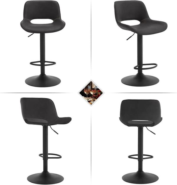 Rootz Barstol i konstläder - Vintage Barstol - Vattentät & Ergonomisk - Justerbar höjd - 48cm x (85-105,5cm) x 49cm