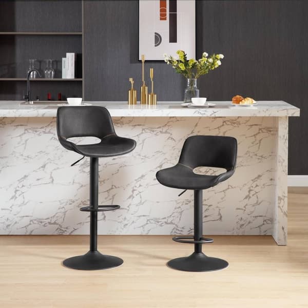 Rootz Barstol i konstläder - Vintage Barstol - Vattentät & Ergonomisk - Justerbar höjd - 48cm x (85-105,5cm) x 49cm