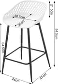 Miniatyrbild 3 av 8: Rootz Hollow Back Barstol Set - Bänkstol - Hög pall - PP-material - Ergonomisk design - 47cm x 84cm x 48,5cm