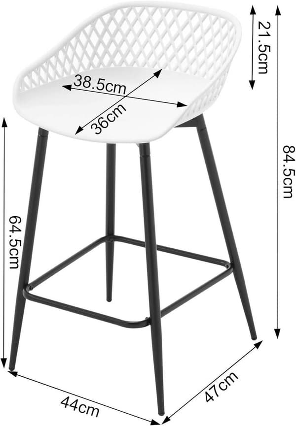 Rootz Hollow Back Barstol Set - Bänkstol - Hög pall - PP-material - Ergonomisk design - 47cm x 84cm x 48,5cm