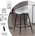 Miniatyrbild 5 av 8: Rootz Hollow Back Barstol Set - Bänkstol - Hög pall - PP-material - Ergonomisk design - 47cm x 84cm x 48,5cm