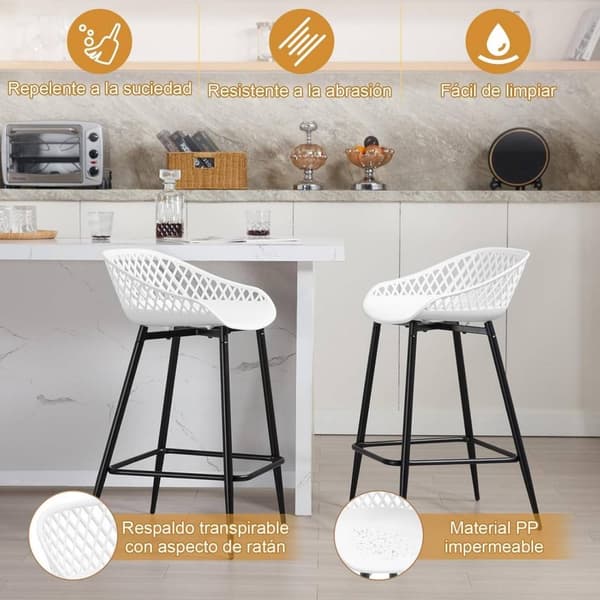 Rootz Hollow Back Barstol Set - Bänkstol - Hög pall - PP-material - Ergonomisk design - 47cm x 84cm x 48,5cm