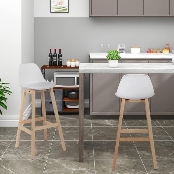 Rootz Scandinavian Style baarijakkara - Työpöytäjakkara - Keittiöjakkara - Ergonominen muotoilu - 96,5 cm x 38,5 cm x 33 cm - Puu ja keinonahka