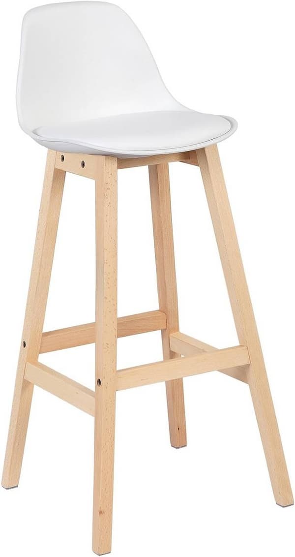 Rootz Scandinavian Style baarijakkara - Työpöytäjakkara - Keittiöjakkara - Ergonominen muotoilu - 96,5 cm x 38,5 cm x 33 cm - Puu ja keinonahka
