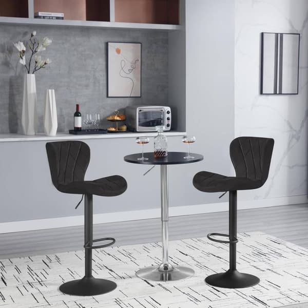 Rootz Velvet Barpall - Snurrstol - Justerbar höjd - 360° roterbar - Ergonomisk design - Mörkgrå/svart - 47cm x (89-109,5cm) x 54cm
