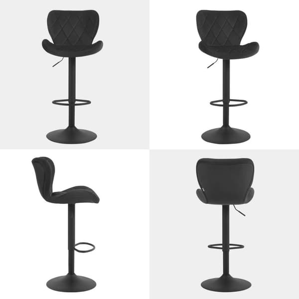 Rootz Velvet Barpall - Snurrstol - Justerbar höjd - 360° roterbar - Ergonomisk design - Mörkgrå/svart - 47cm x (89-109,5cm) x 54cm