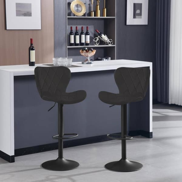 Rootz Velvet Barpall - Snurrstol - Justerbar höjd - 360° roterbar - Ergonomisk design - Mörkgrå/svart - 47cm x (89-109,5cm) x 54cm