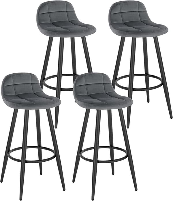 Rootz Velvet barstole - Kitchen Island skammel - Bistro skammel - Justerbar fodstøtte - Komfortabelt sæde - 84cm x 70cm x 39cm