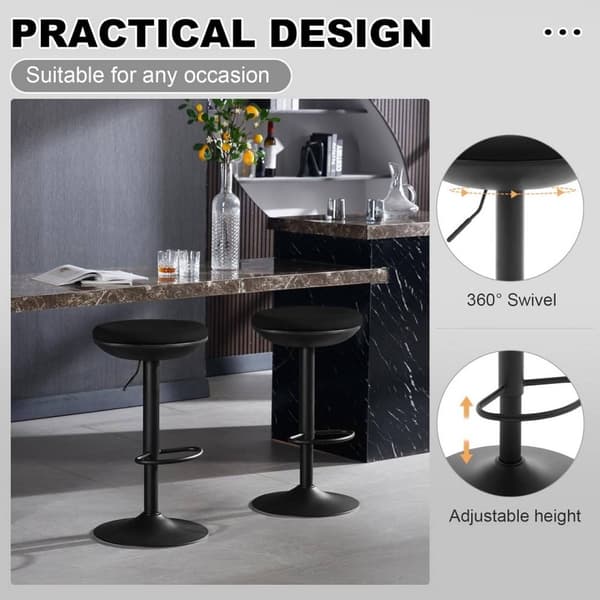 Rootz Swivel Bar Pall Set - Bänkpall - Kökspall - Andas elastiskt tyg - Höjdjusterbar - 41cm x (64-85)cm x 41cm