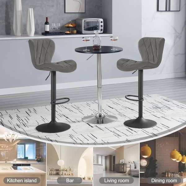 Rootz drejelig barstol - Skrankestol - Justerbar højde - Fløjlssæde - Metalkonstruktion - 47cm x 89-109,5cm x 54cm