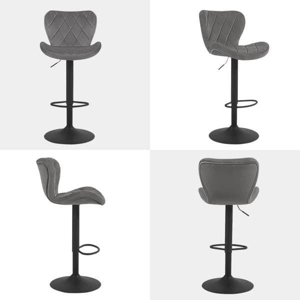 Rootz drejelig barstol - Skrankestol - Justerbar højde - Fløjlssæde - Metalkonstruktion - 47cm x 89-109,5cm x 54cm
