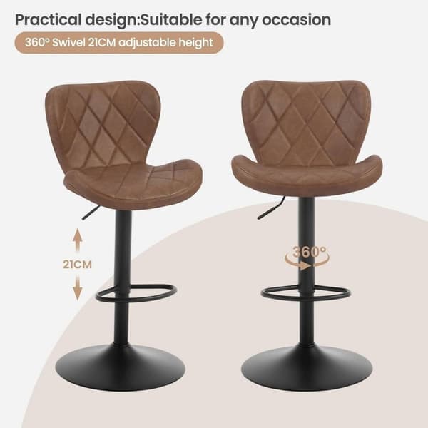 Rootz Swivel Bar Pall - Vintage bistrostol - Justerbar i höjdled - konstläder - Ergonomisk design - Metall fotstöd - 47cm x 109,5cm x 54cm