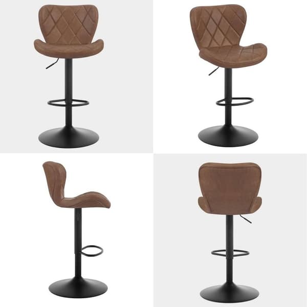 Rootz Swivel Bar Pall - Vintage bistrostol - Justerbar i höjdled - konstläder - Ergonomisk design - Metall fotstöd - 47cm x 109,5cm x 54cm