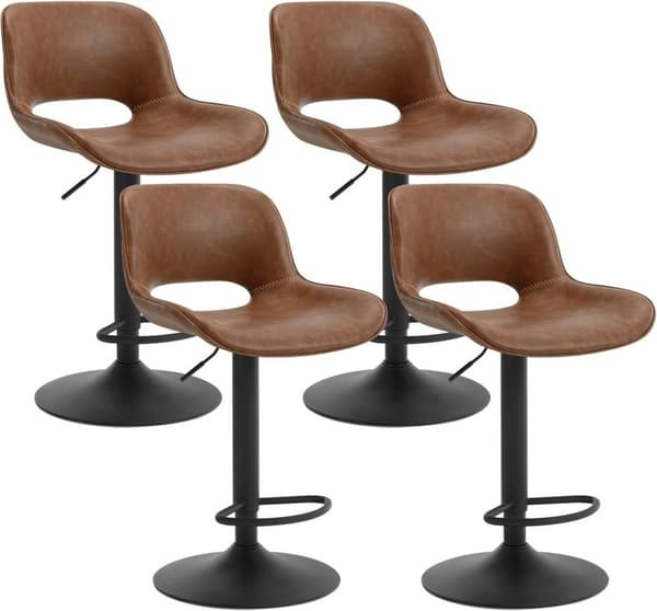 Rootz Vintage keinonahkainen baarijakkara - Vedenpitävä työpöytä - Ergonominen kääntötuoli - Säädettävä korkeus - 48 cm x (85-105,5 cm) x 49 cm