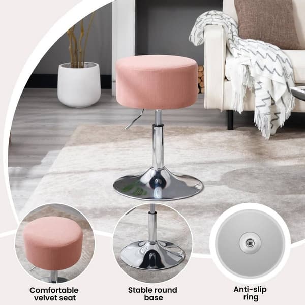 Rootz Swivel Bar Pall - Sminkpall - Justerbar sitshöjd - 360° roterande - Manchester/metall - 33,5 cm x (52-67) cm x 33,5 cm