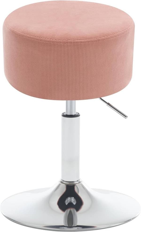 Rootz Swivel Bar Pall - Sminkpall - Justerbar sitshöjd - 360° roterande - Manchester/metall - 33,5 cm x (52-67) cm x 33,5 cm