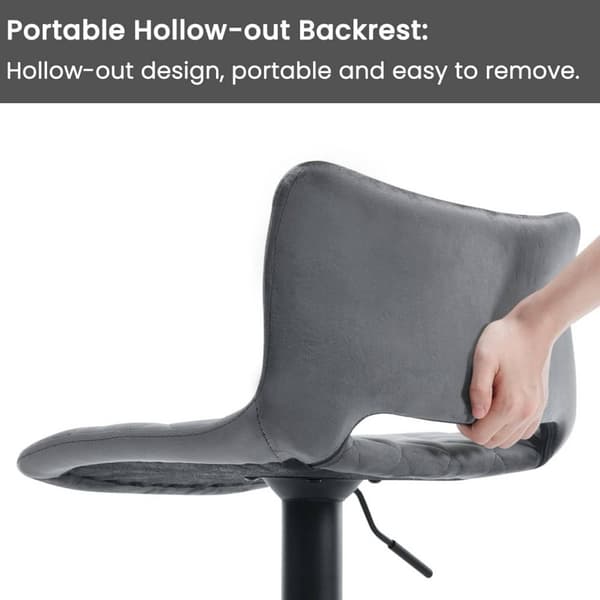 Rootz Velvet -baarijakkara - Kääntyvä työtuoli - Säädettävä korkeus jakkara - Ihoystävällinen istuin - Ergonominen muotoilu - 41 cm x 21,5 cm x 59-79