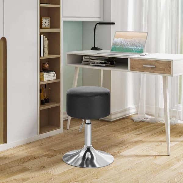 Rootz drejelig barstol - lavprofilstol - justerbar skammel - imiteret læder - 33,5 cm sæde - 52-67 cm højde - 38,5 cm base