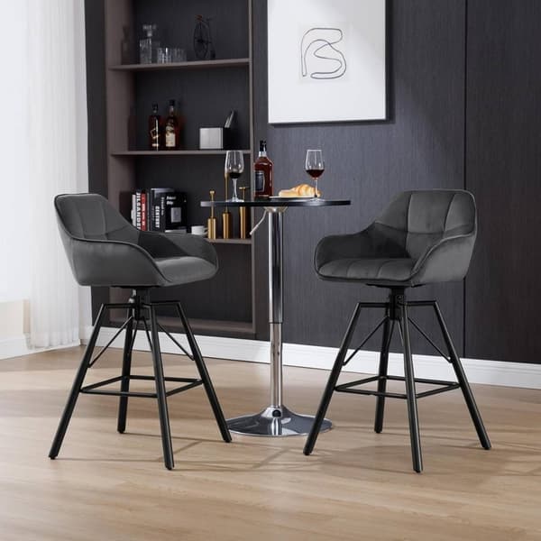 Rootz Velvet Barstolssæt - Køkkentaburet - 360° roterende skammel - Høj komfort - Ergonomisk design - Metalstel - 51cm x 94,5cm x 53cm