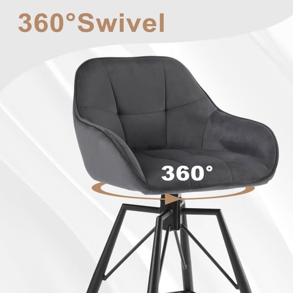 Rootz Velvet Barstolssæt - Køkkentaburet - 360° roterende skammel - Høj komfort - Ergonomisk design - Metalstel - 51cm x 94,5cm x 53cm