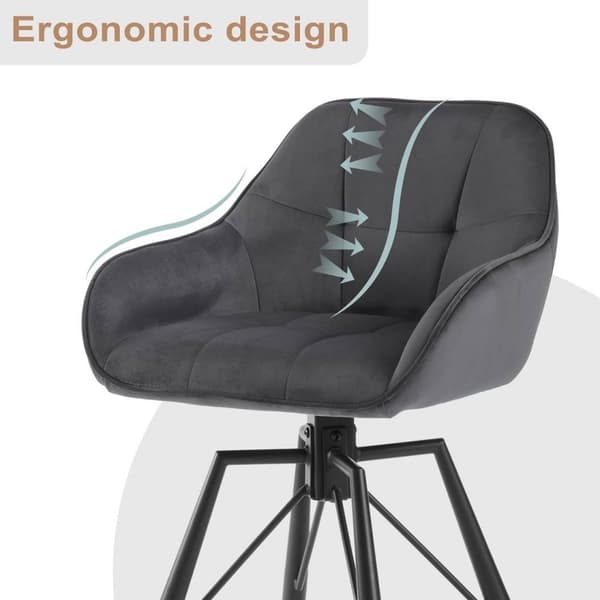 Rootz Velvet Barstolssæt - Køkkentaburet - 360° roterende skammel - Høj komfort - Ergonomisk design - Metalstel - 51cm x 94,5cm x 53cm