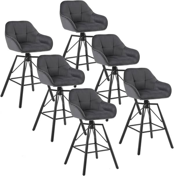 Rootz Velvet -baarijakkara - Keittiöjakkara - 360° Kääntyvä jakkara - Erittäin mukava - Ergonominen muotoilu - Metallirunko - 51 cm x 94,5 cm x 53 cm