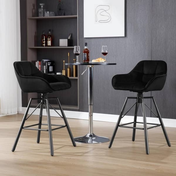 Rootz Velvet Barstol Set - Snittstolar - Hög komfort - Ergonomisk design - 51cm x 94,5cm x 53cm - Krämfärgad, mörkgrå, svart