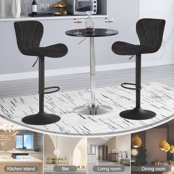Rootz Velvet -baarijakkara - Kääntötuoli - Aamiaisjakkara - Laadukkaat materiaalit - Säädettävä korkeus - Tummanharmaa/musta - 47cm x (89-109,5cm) x 5