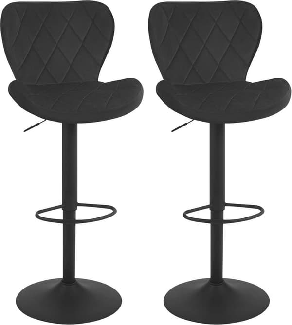 Rootz Velvet -baarijakkara - Kääntötuoli - Aamiaisjakkara - Laadukkaat materiaalit - Säädettävä korkeus - Tummanharmaa/musta - 47cm x (89-109,5cm) x 5