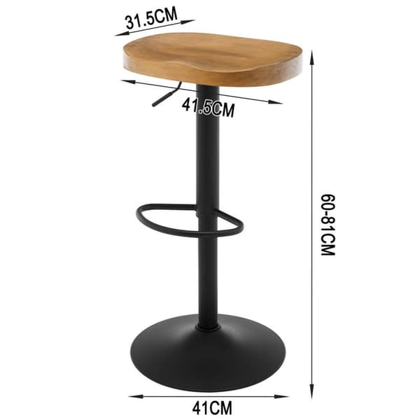 Rootz træbarstolssæt - drejestole - køkkenøstole - fyrretræ - drejeligt sæde - højdejusterbar - 41,5 cm x (60-81 cm) x 31,5 cm