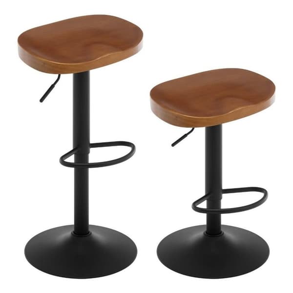 Rootzin puinen baarijakkara - Keittiösaaren jakkara - Massiivipuinen istuin - Korkeussäädettävä - Käännettävä - Ergonominen jalkatuki - φ 41 cm - Rusk