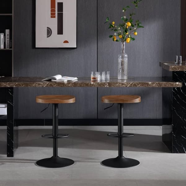 Rootzin puiset baarijakkarat - Kitchen Island -jakkara - Kääntyvä jakkara - Säädettävä korkeus - Ergonominen jalkatuki - Massiivipuinen istuin - 41,5