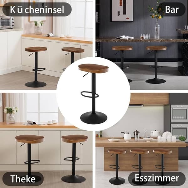 Rootzin puiset baarijakkarat - Kitchen Island -jakkara - Kääntyvä jakkara - Säädettävä korkeus - Ergonominen jalkatuki - Massiivipuinen istuin - 41,5