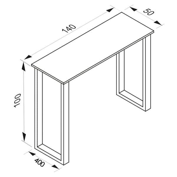 Xona barbord 140x50 hvid, sort.