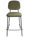 Miniatyrbilde 5 av 9: Sett med 2 Barstoler Olivengrønn Fløyelspolstring Svart Jernramme Benkehøyde Sete Spisestuemøbler Moderne Design
