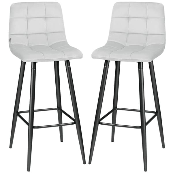 Rootz baarijakkarasarja 2 kpl - Keittiöjakkarat - Tason korkeudet jakkarat - Selkänoja - Samettipäällinen - Teräsrunko - 42cm x 47cm x 105cm